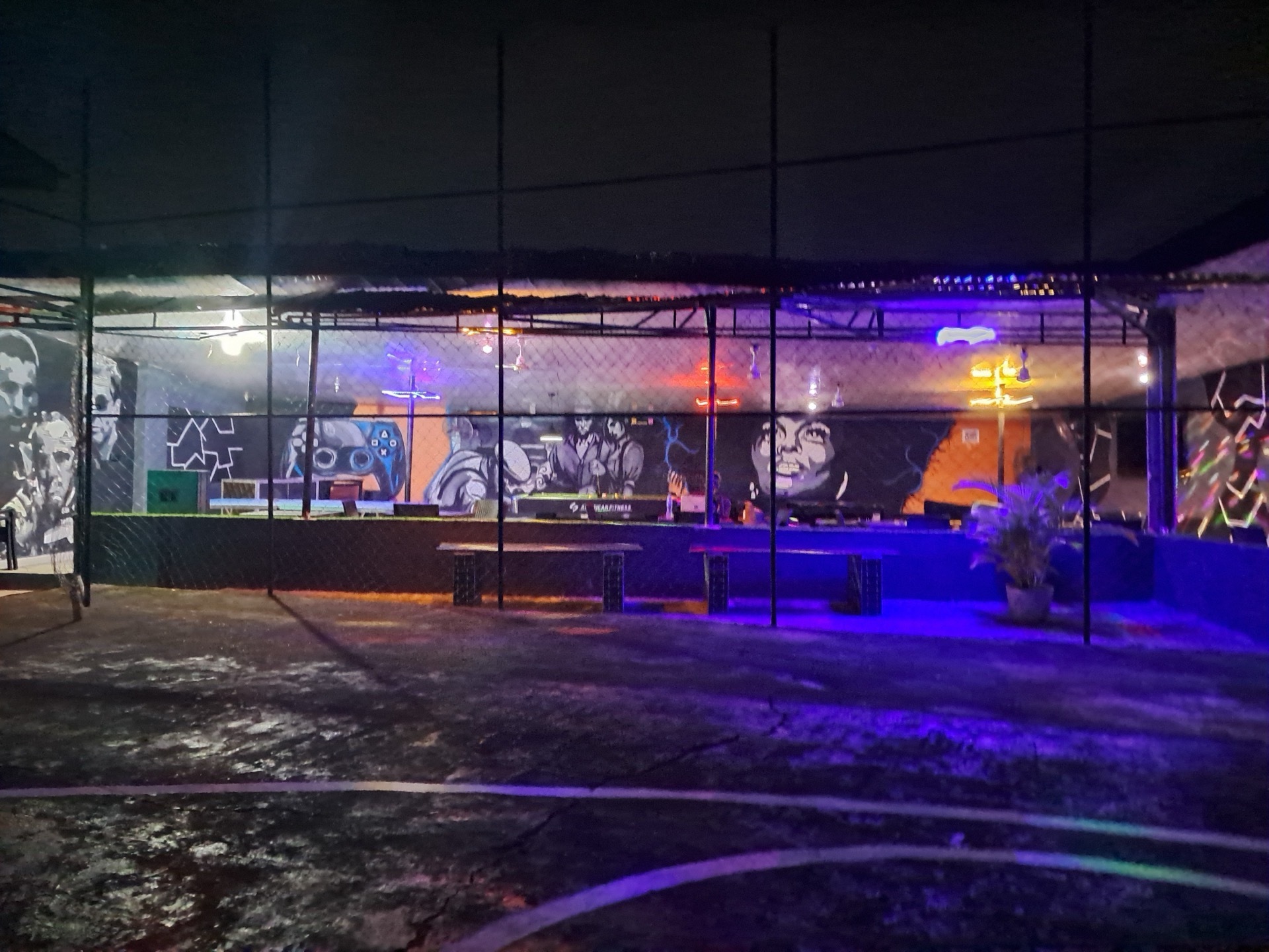 Gamepad murals at night